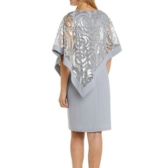 NWT R&M Richards Plus Swirl Sequin Poncho Party Cocktail Mini Dress - Picture 3 of 10